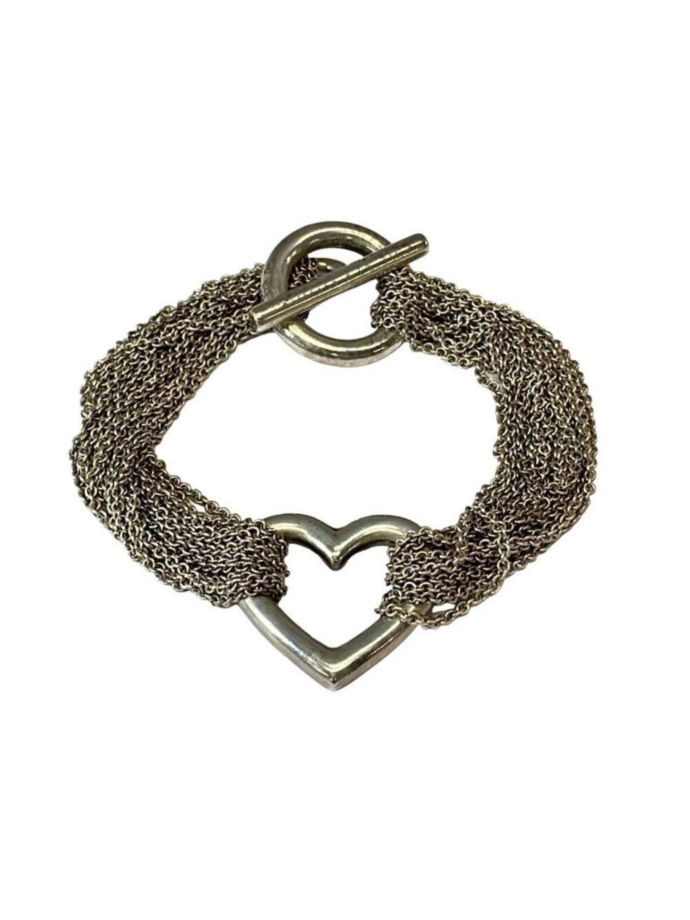Tiffany & Co Bracelet Open Heart Silver Chain Toggle